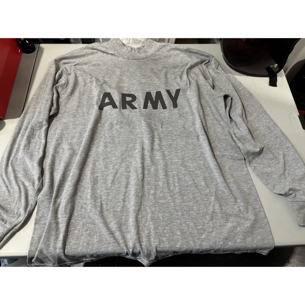 U.S. ARMY Men's Sz XL Grey Mock Neck Vintage‎ Basic Training Athleisure Shirt